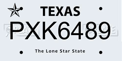 PXK6489 Texas License Plate