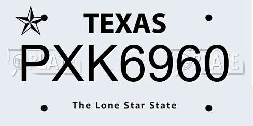 PXK6960 Texas License Plate