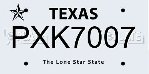 PXK7007 Texas License Plate