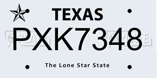 PXK7348 Texas License Plate