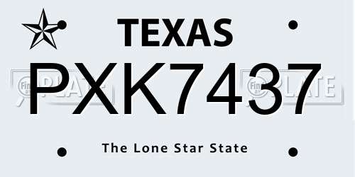 PXK7437 Texas License Plate