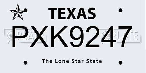 PXK9247 Texas License Plate