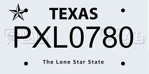 PXL0780 Texas License Plate