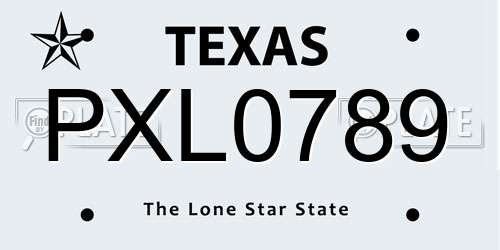 PXL0789 Texas License Plate