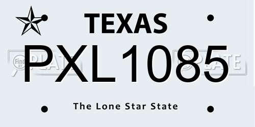 PXL1085 Texas License Plate
