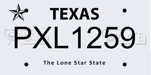 PXL1259 Texas License Plate