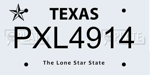 PXL4914 Texas License Plate