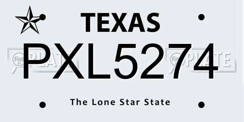 PXL5274 Texas License Plate