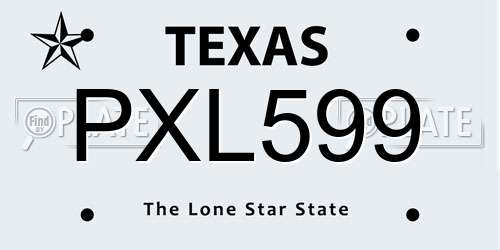 PXL599 Texas License Plate
