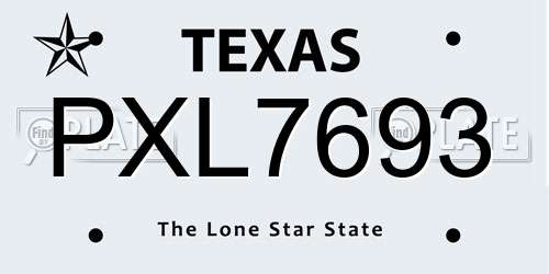 PXL7693 Texas License Plate