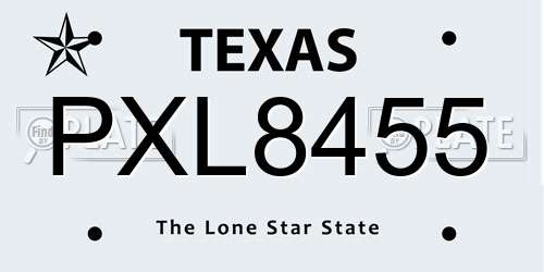 PXL8455 Texas License Plate