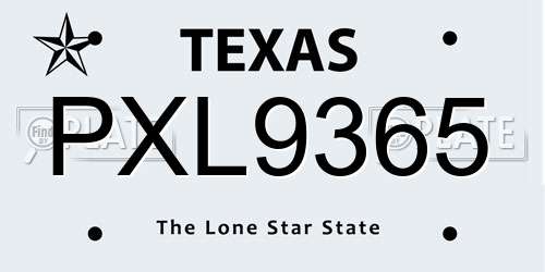 PXL9365 Texas License Plate