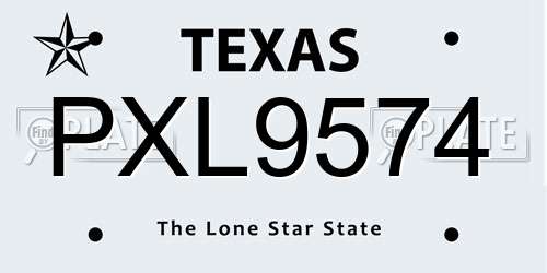 PXL9574 Texas License Plate