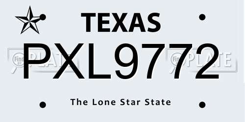 PXL9772 Texas License Plate
