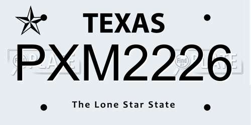 PXM2226 Texas License Plate