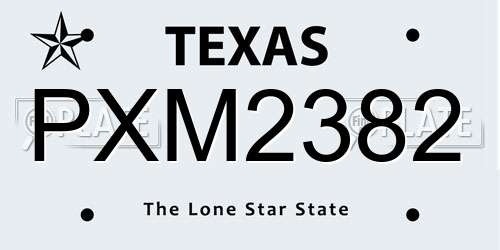 PXM2382 Texas License Plate