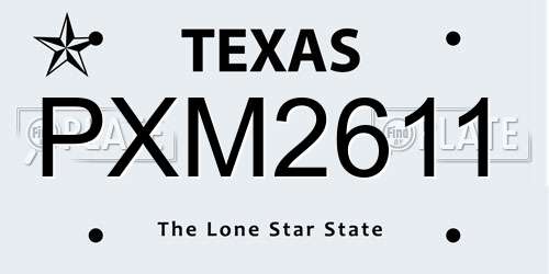 PXM2611 Texas License Plate