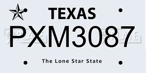 PXM3087 Texas License Plate