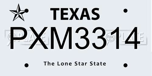 PXM3314 Texas License Plate