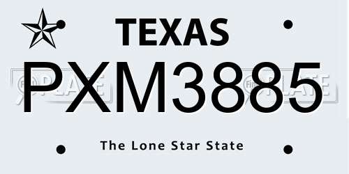 PXM3885 Texas License Plate