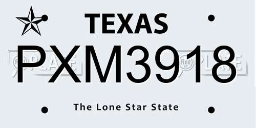PXM3918 Texas License Plate