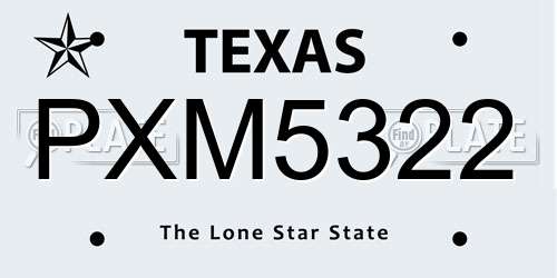 PXM5322 Texas License Plate