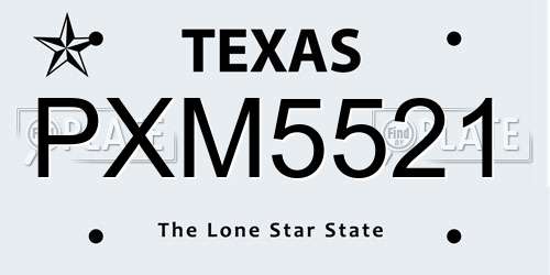 PXM5521 Texas License Plate