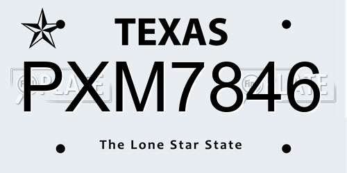 PXM7846 Texas License Plate