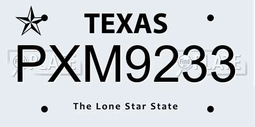 PXM9233 Texas License Plate