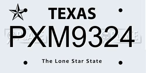 PXM9324 Texas License Plate