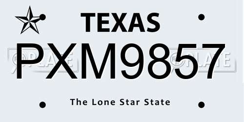 PXM9857 Texas License Plate