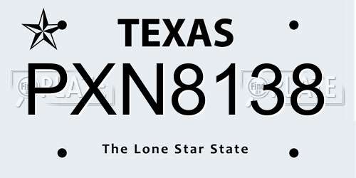 PXN8138 Texas License Plate