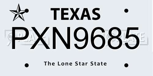 PXN9685 Texas License Plate