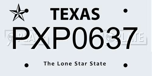 PXP0637 Texas License Plate