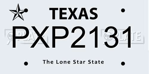 PXP2131 Texas License Plate