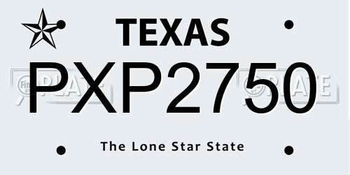 PXP2750 Texas License Plate