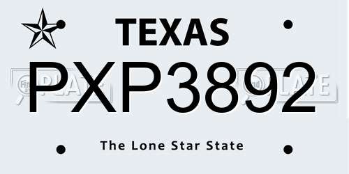 PXP3892 Texas License Plate