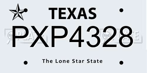 PXP4328 Texas License Plate