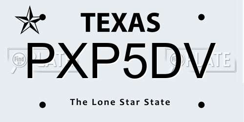 PXP5DV Texas License Plate