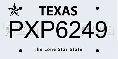 PXP6249 Texas License Plate