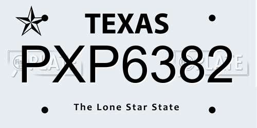 PXP6382 Texas License Plate