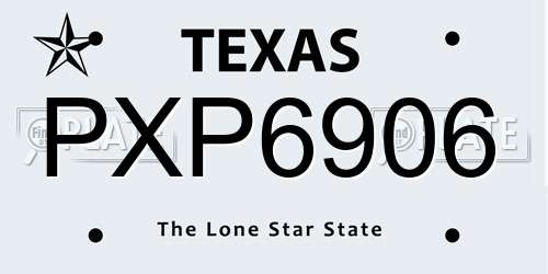 PXP6906 Texas License Plate