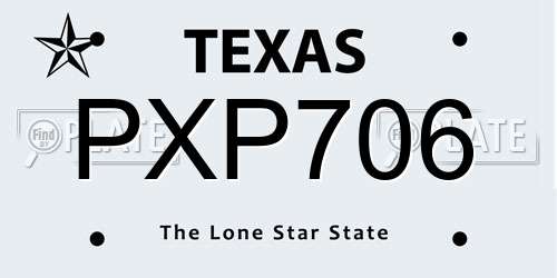 PXP706 Texas License Plate