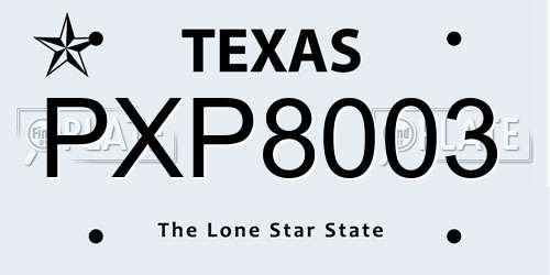 PXP8003 Texas License Plate