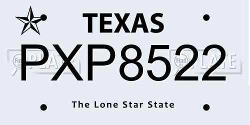 PXP8522 Texas License Plate