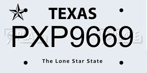 PXP9669 Texas License Plate