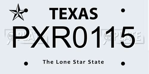 PXR0115 Texas License Plate