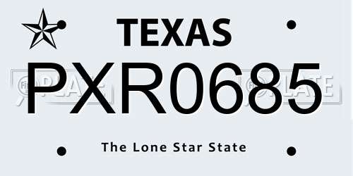 PXR0685 Texas License Plate