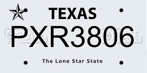 PXR3806 Texas License Plate