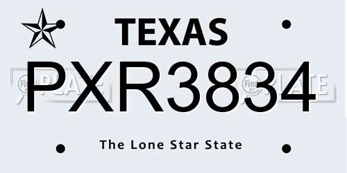 PXR3834 Texas License Plate